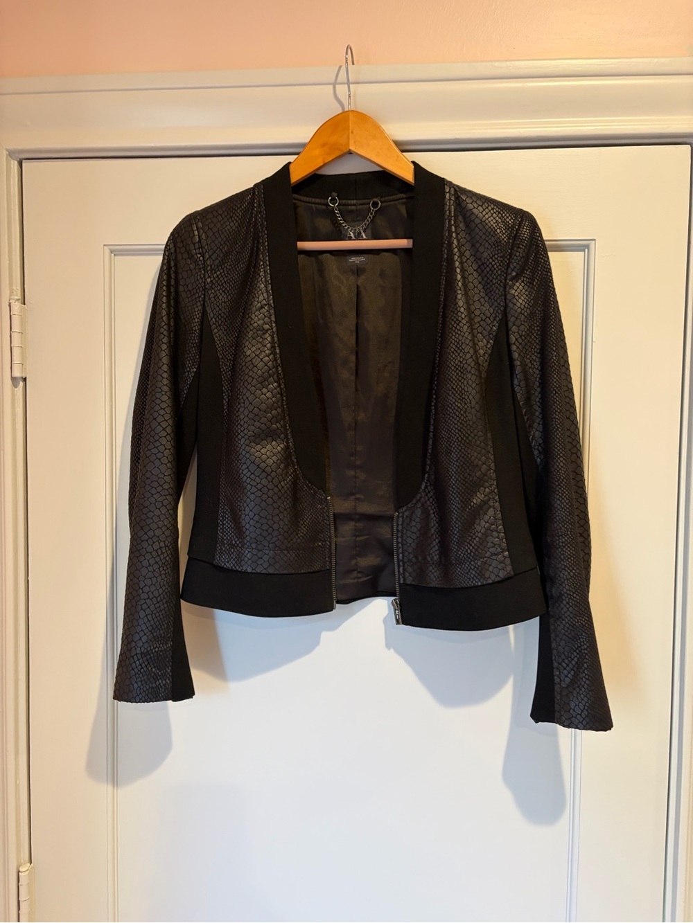 Armani Exchange Black Textured Open-Front Blazer